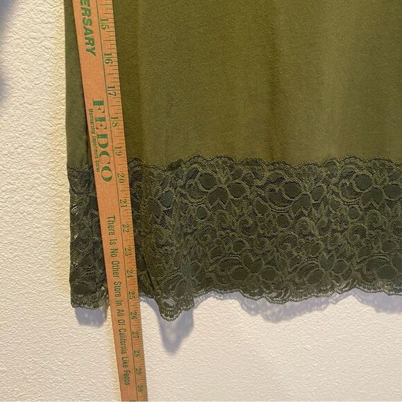 Vintage Y2K Anchor Blue Top Size medium lace layering scoop neck olive green - Picture 4 of 7